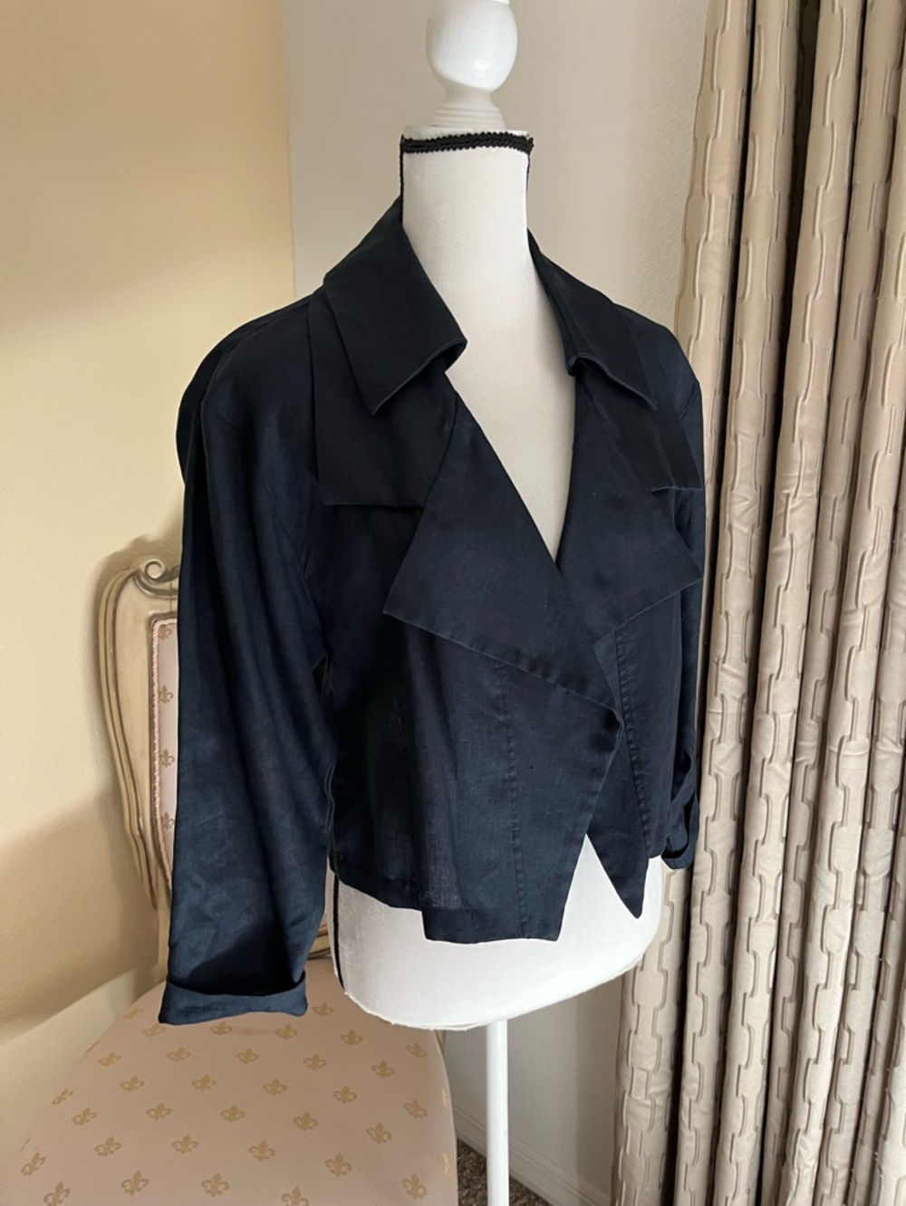 PLANET Ladies Navy Open Short Linen Lightweight Blazer. Size O/S